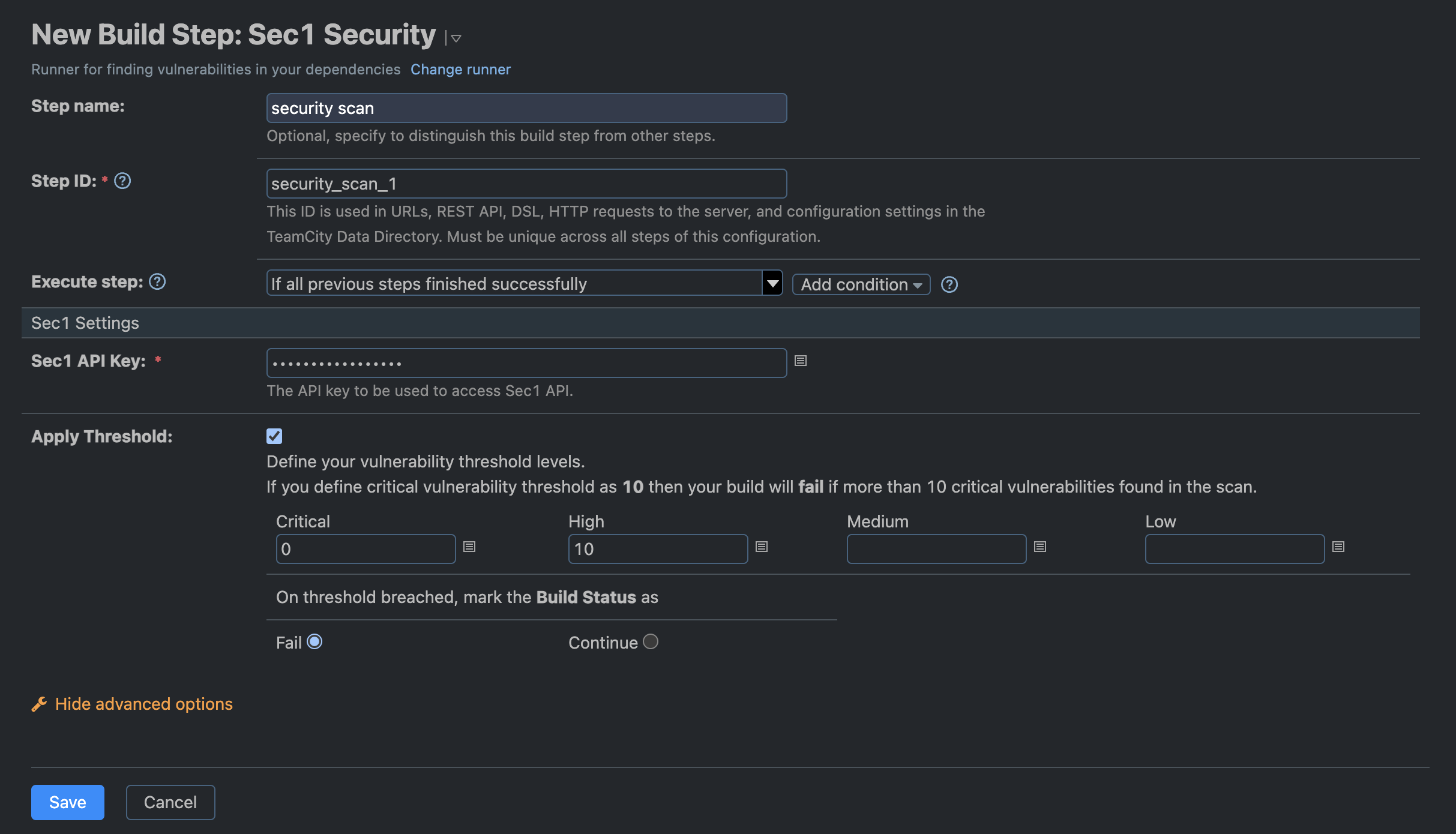 Sec1 API Token